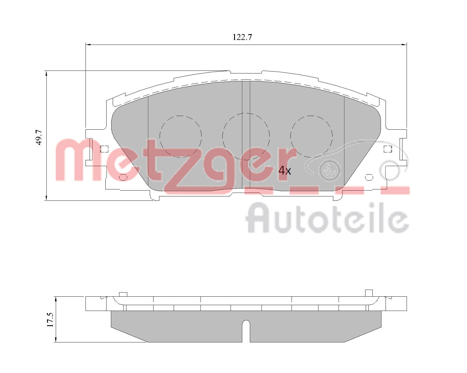 METZGER 1170772 Bremsbelagsatz, Scheibenbremse